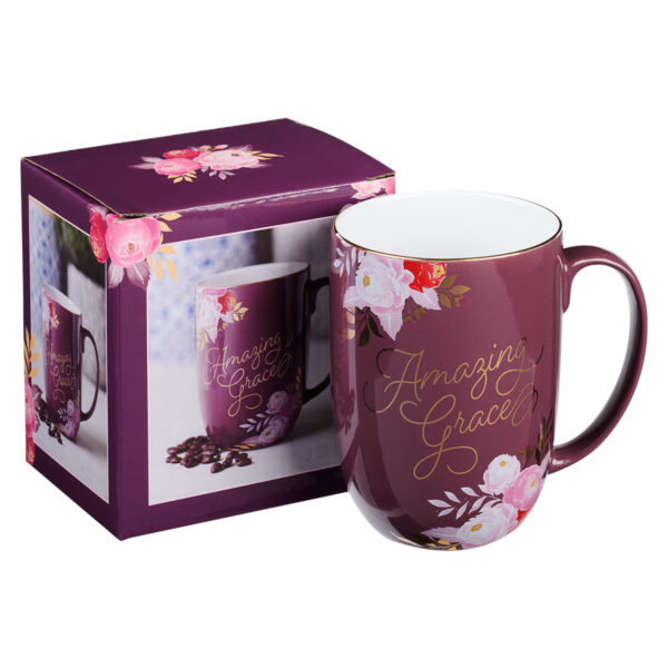 Amazing Grace Mulberry Pink Ceramic Coffee Mug - 15oz 125 1074 2