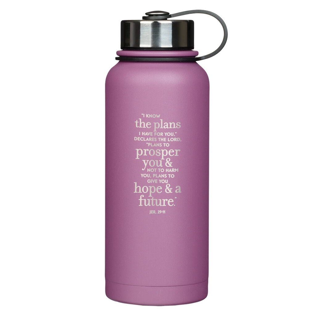 Image of Lilac Purple Stainless Steel Water Bottle – Jeremiah 29:11