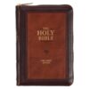 KJV Burgundy and Saddle Tan Framed Faux Leather Compact