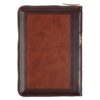 KJV Burgundy and Saddle Tan Framed Faux Leather Compact - Image 2