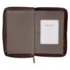 KJV Burgundy and Saddle Tan Framed Faux Leather Compact - Image 4