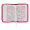 KJV Pink and Saddle Tan Faux Leather Mini Pocket Bible W/ Zipper - Image 4