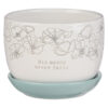 Mercy White & Light Blue Planter Pot with Saucer