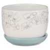 Mercy White & Light Blue Planter Pot with Saucer - Image 2