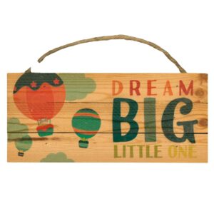 Image of Dream Big Little One Kids Room 5 x10 Wood Plank Design Hanging S- Discontinued