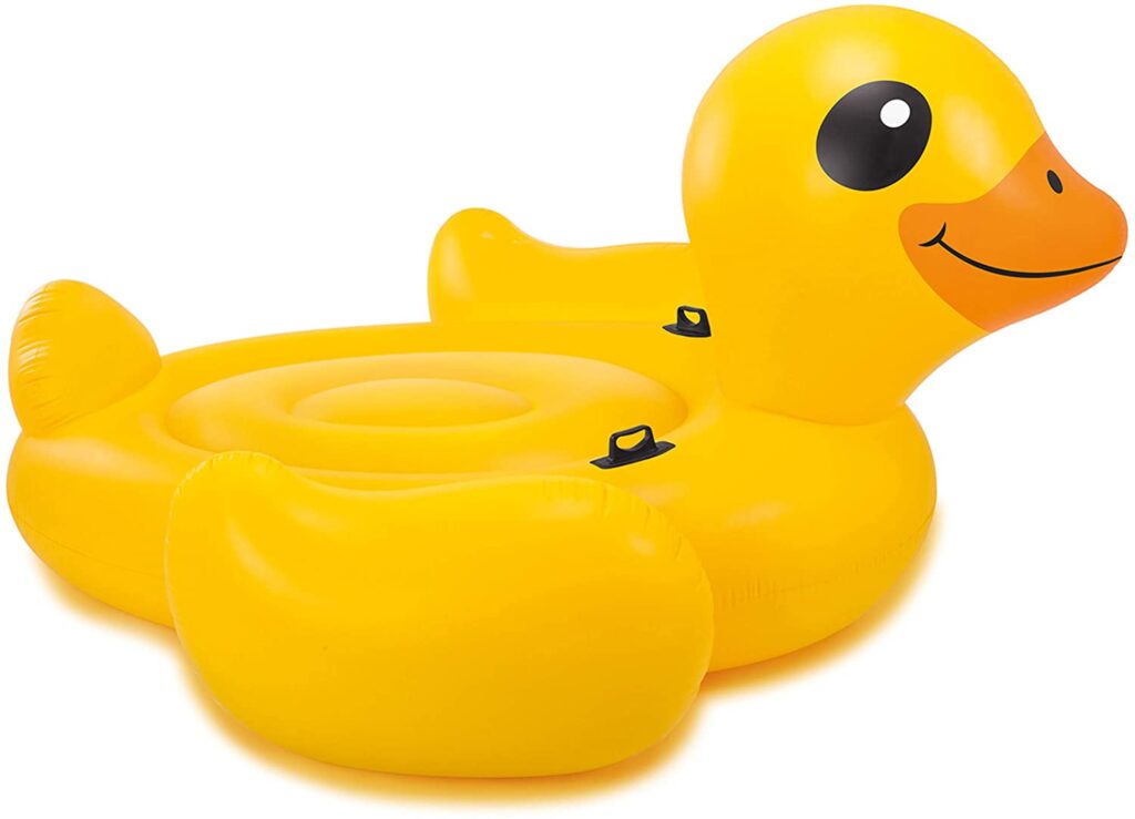 Image of Inflatable Yellow Duck Pool Ride On Toy