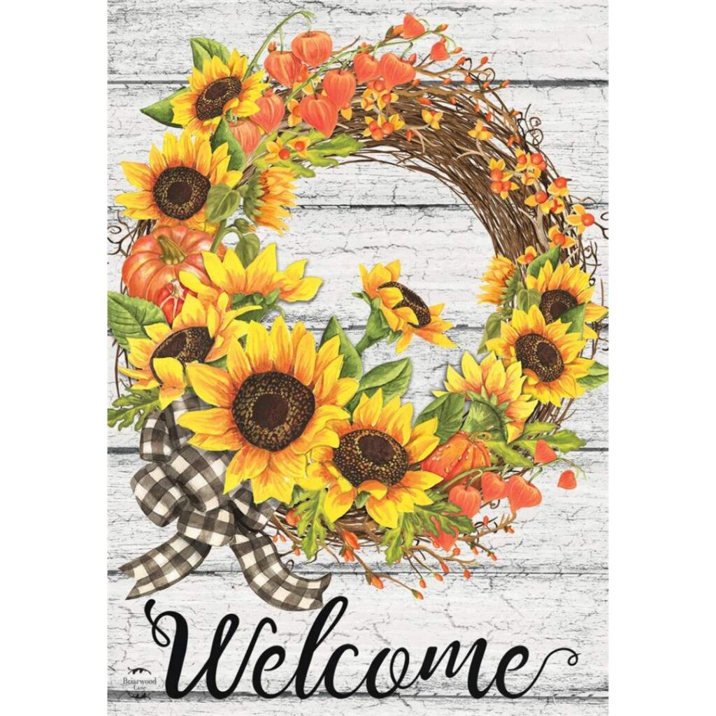 Image of Sunflower Fall Wreath Garden Flag