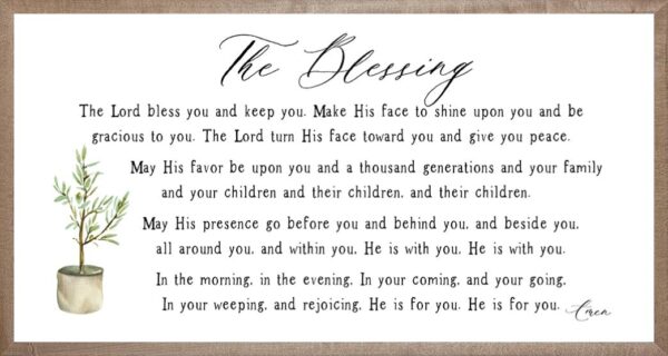 Framed Wall Art - The Blessing Brown Frame 16x30