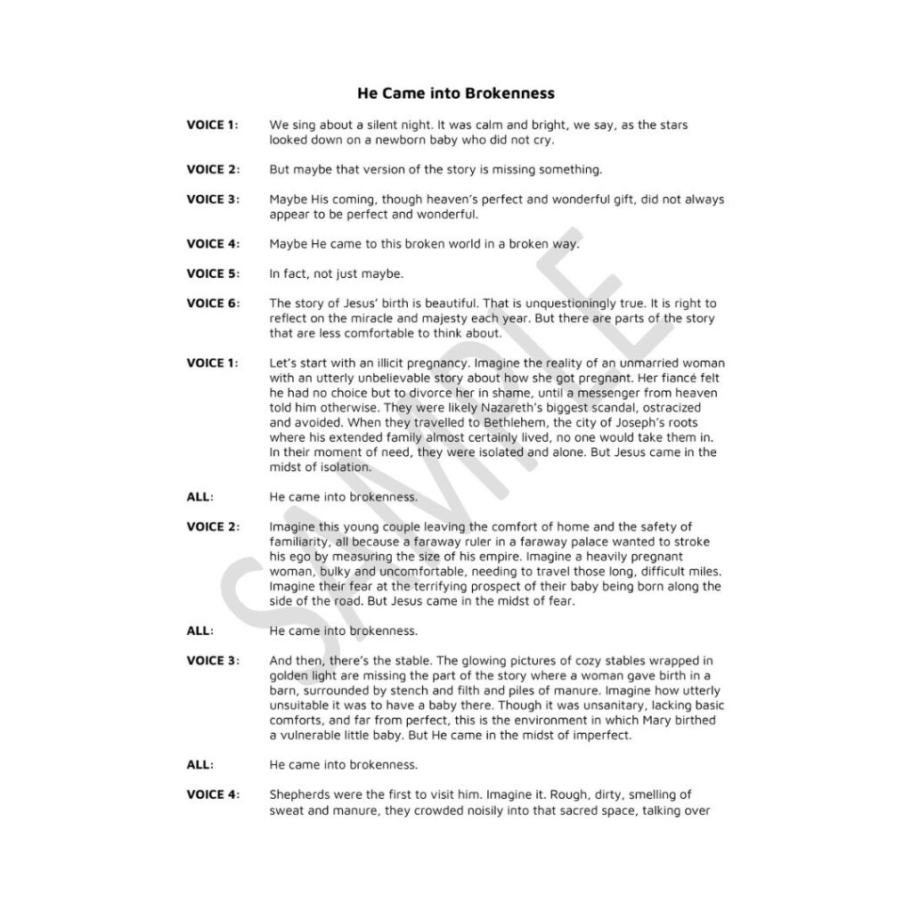 Image of He Came into Brokenness- Script