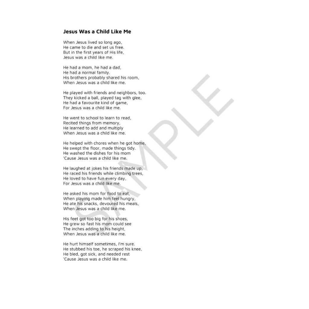 Image of Jesus Was a Child Like Me- Script