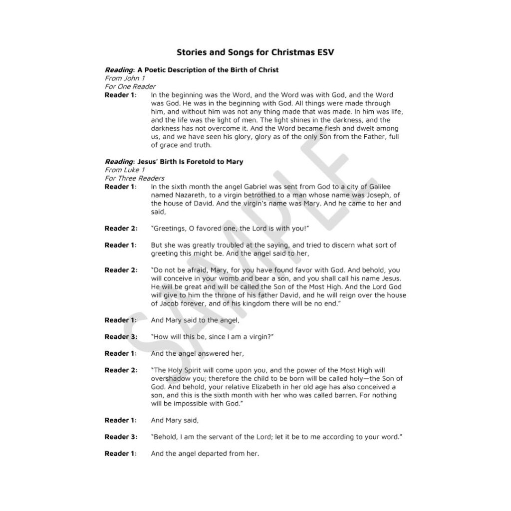 Image of Stories and Songs for Christmas (ESV) – Script