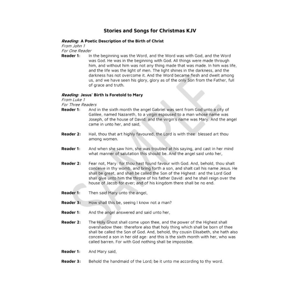 Image of Stories and Songs for Christmas (KJV) – Script