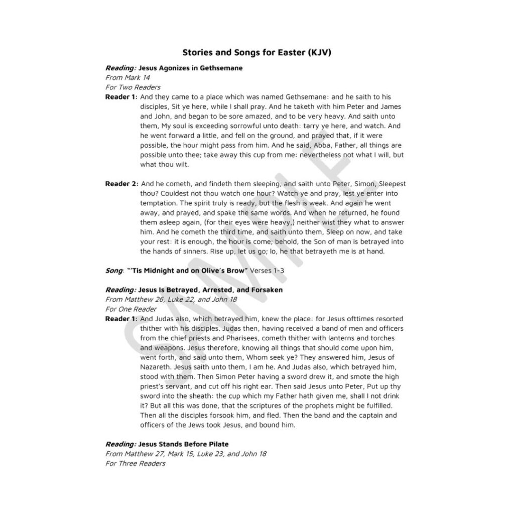 Image of Stories and Songs for Easter (KJV) – Script
