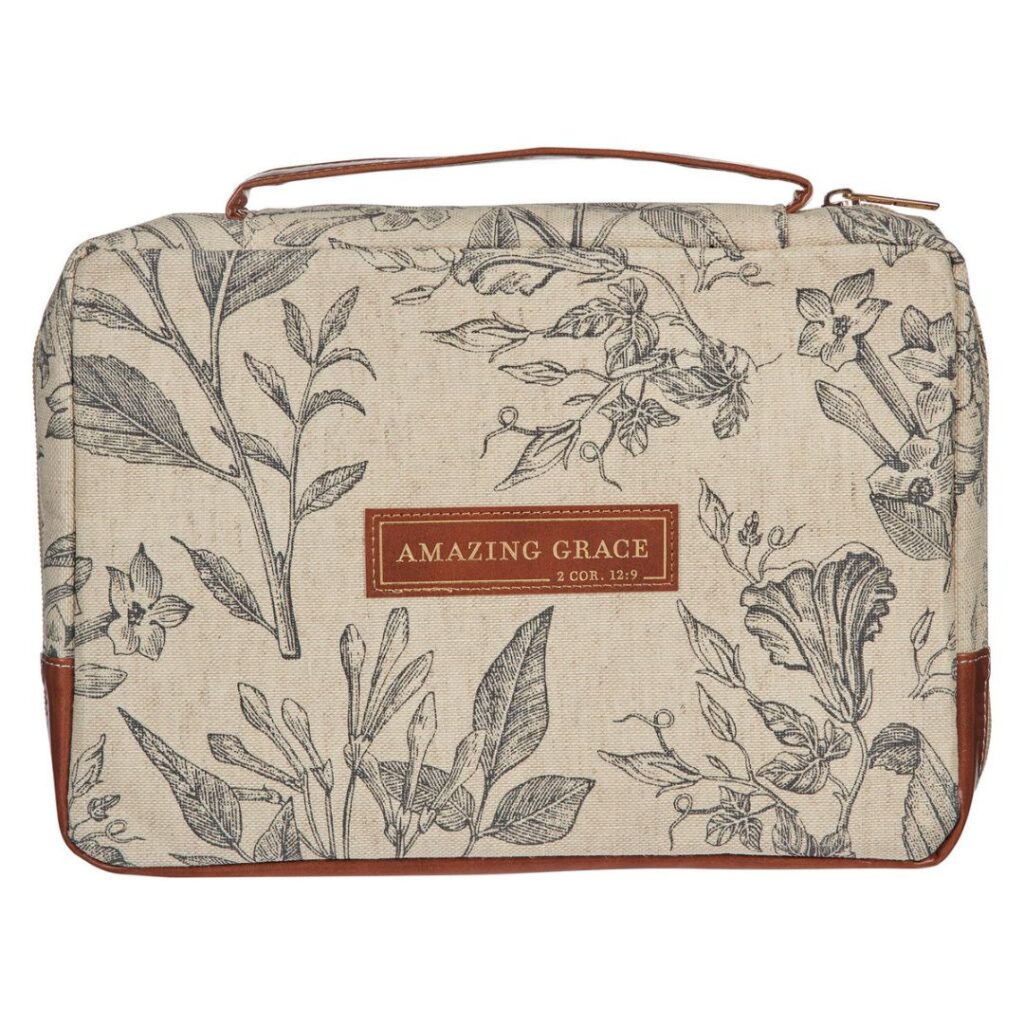 Image of Amazing Grace Natural Canvas Bible Cover – Large