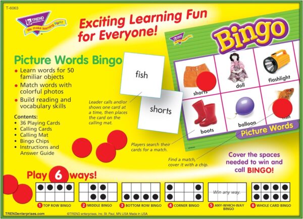 Trend Bingo Game Picture Words 650 0299 2