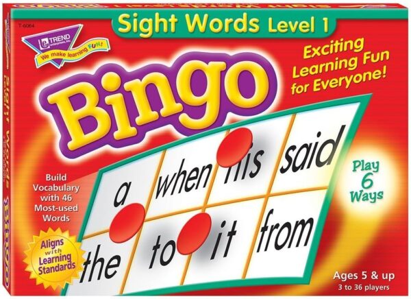 Trend Bingo Game Sight Words Level 1 -Discontinued 650 0309 0