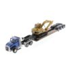 Day Cab Tractor with Lowboy Trailer & Cat Hydraulic Excavator