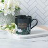 Strength and Dignity Black Floral Ceramic Coffee Mug - Proverbs 31:25 - Image 4