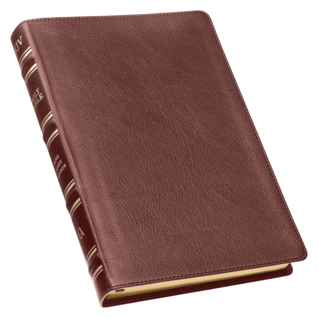 Image of KJV Brown Full Grain Leather Large Print Thinline w/ Thumb Index