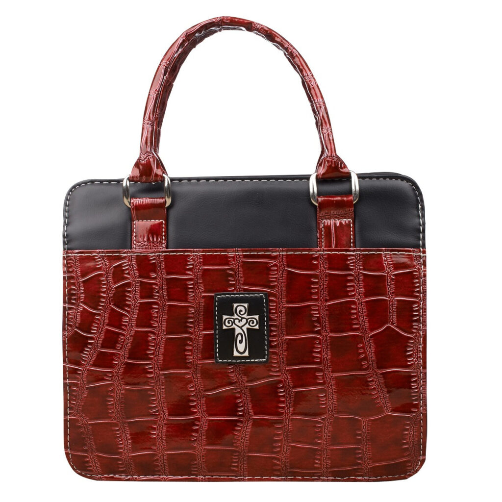 Image of BC: Fashion Burgundy/Black Cross Badge Purse Style – Medium