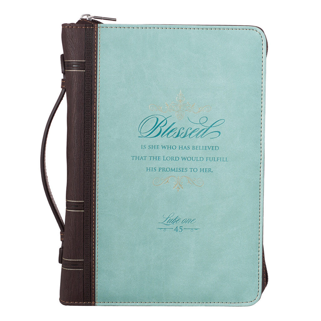 Image of BC: Fashion Teal/Brown Blessed Luke 1:45 – Medium