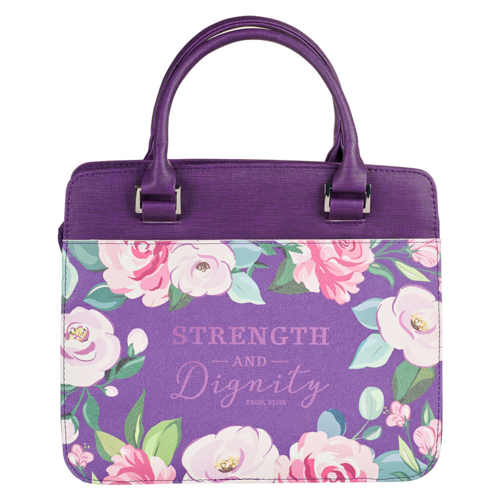 Image of BC: Fashion Purple Strength and Dignity Prov. 31:25 – Medium