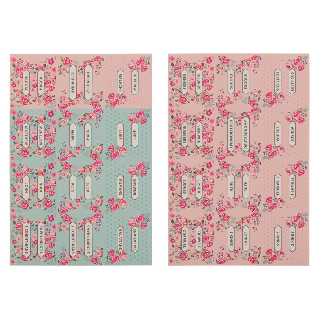 Image of Bible Indexing Tabs Floral Pink & Teal