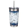 Blue Floral Stainless Steel Mug - Be Still and Know - 18 oz