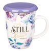 Be Still and Know Lidded Ceramic Mug in Purple - Psalm 46:10 - Image 2