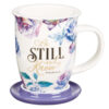 Be Still and Know Lidded Ceramic Mug in Purple - Psalm 46:10 - Image 4