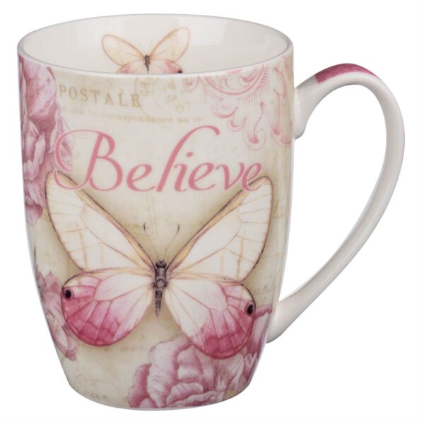 Believe Pink Butterfly Coffee Mug - Mark 9:23 125 1079 0