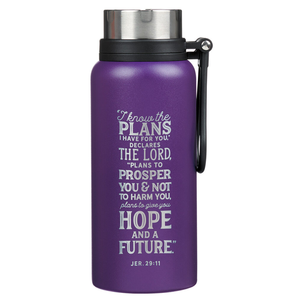 Image of Purple Stainless Steel Water Bottle – Jeremiah 29:11