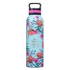 Water Bottle SS Teal Flowers His Grace is Sufficient 2 Cor. 12:9
