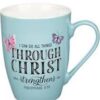 Mug White/Blue Butterflies Through Christ Phil. 4:13 - Image 2