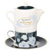 Tea for One Navy Floral Be Joyful always 1 Thess. 5:16 - Image 2