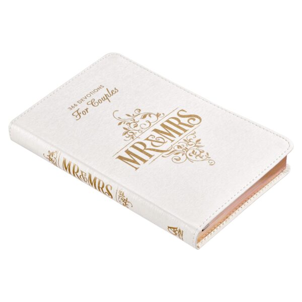 Mr. & Mrs. 366 Devotions for Couples White Faux Leather Devotional 126 0078 2