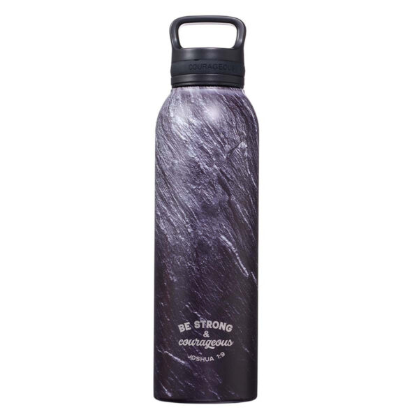 Strong & Courageous Black Stone Stainless Steel Water Bottle - Joshua 1:9 132 0728 0