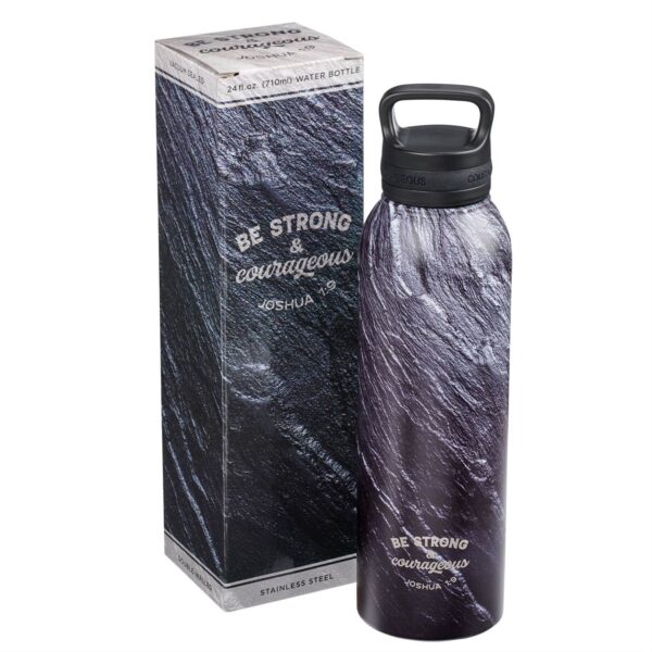 Strong & Courageous Black Stone Stainless Steel Water Bottle - Joshua 1:9 132 0728 2