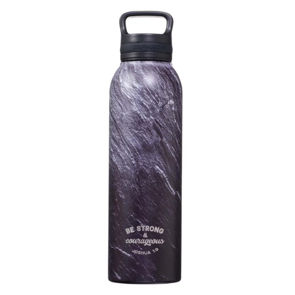 Strong & Courageous Black Stone Stainless Steel Water Bottle - Joshua 1:9 132 0728 4