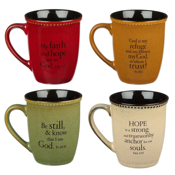 Faith, Hope, Trust & Be Still Stoneware Mug Set 132 0732 1