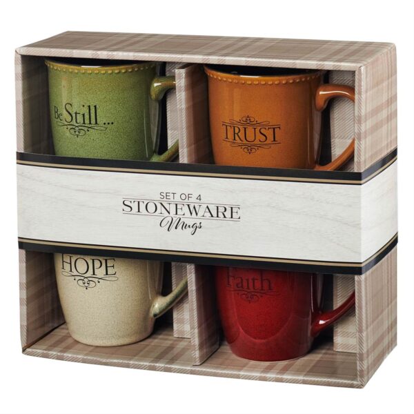 Faith, Hope, Trust & Be Still Stoneware Mug Set 132 0732 3