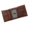 Brown Genuine Leather Tri-Fold Wallet with Cross - Image 3