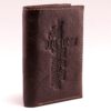 Brown Genuine Leather Tri-Fold Wallet with Cross - Image 4