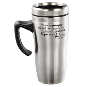 Image of Silver Stainless Steel Travel Mug w/Handle – I Know the Plans – 16oz