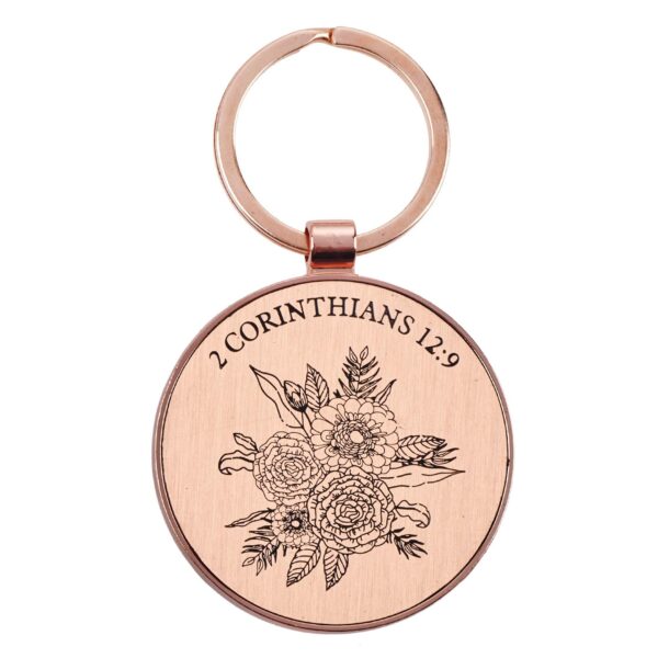 Keyring in a Tin His Grace is Enough in Pink Plum - 2 Corinthians 12:9 132 7710 1