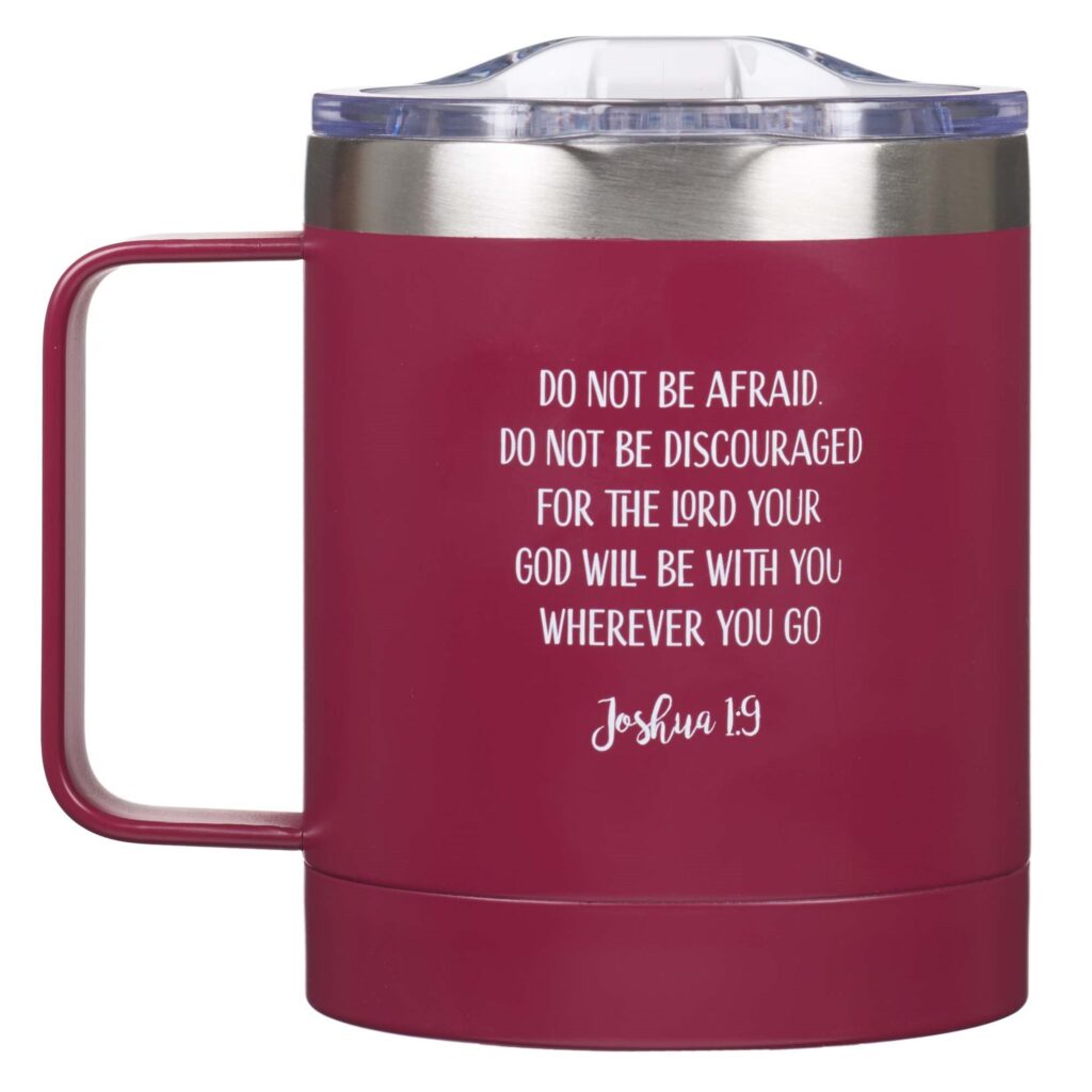 Image of Berry Stainless Steel Mug – Be Strong & Courageous – 11oz