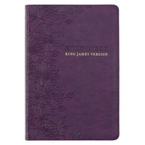 Image of KJV Purple Floral Faux Leather Large Print Thinline – Thumb Index