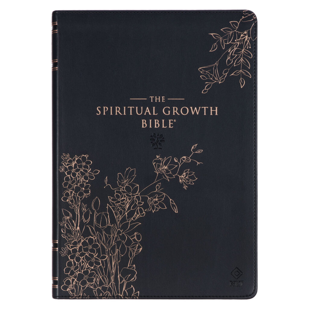 Image of NLT, The Spiritual Growth Bible Faux Leather, Black Floral