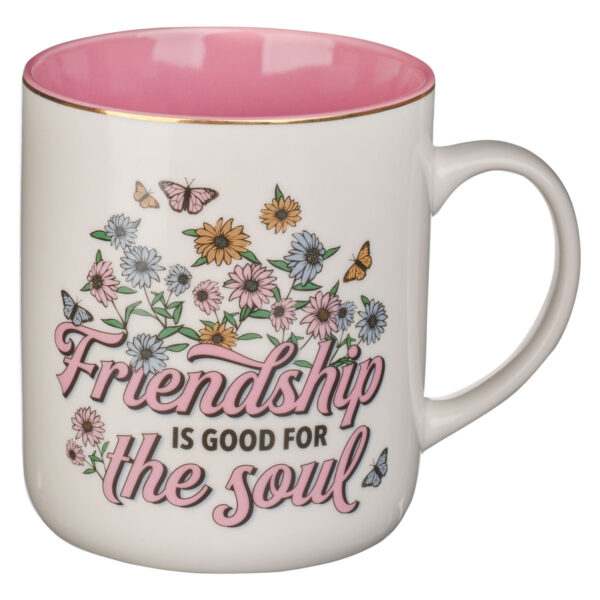 Mug White/Pink Daisies Friendship is Good for the Soul 125 1407 0