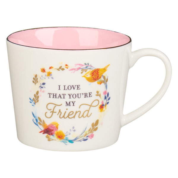 Mug White/Pink Birds Friend Prov. 27:9-11 125 1409 0